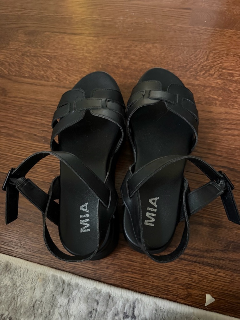 MIA Black Low-Heel Strappy Sandals
